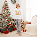 PatPat Christmas Family Matching Letters Embroidered Long-sleeve Hooded Fleece Pajamas Sets