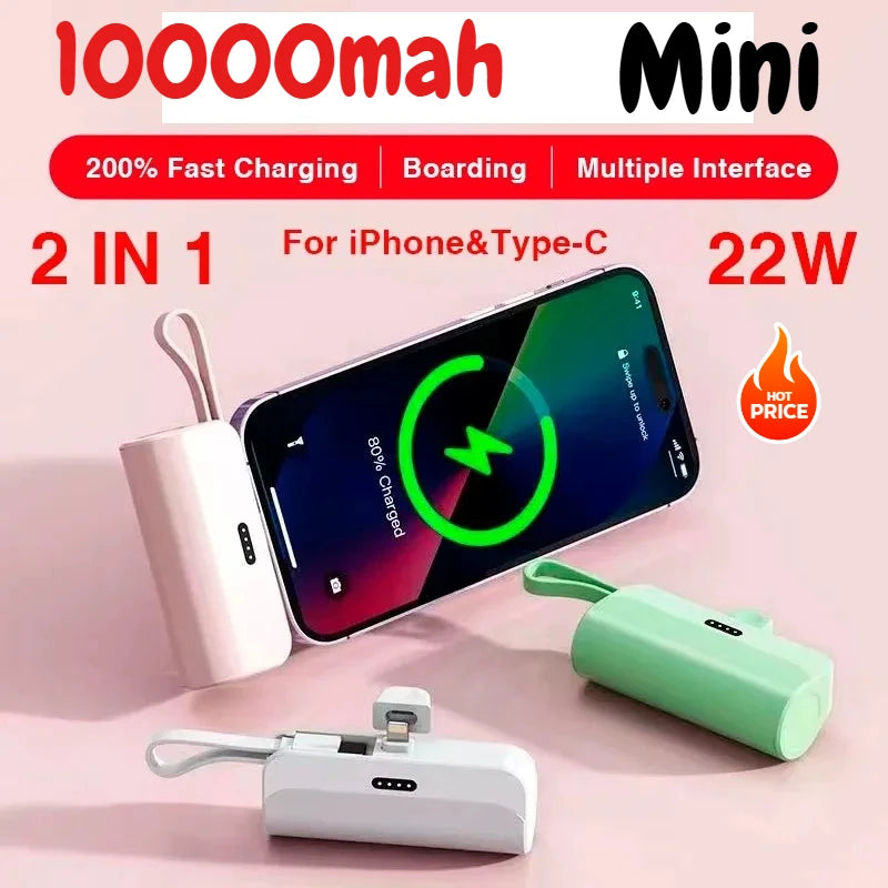 Carregador Portátil Mini 10000mAh - Bateria Externa Universal
