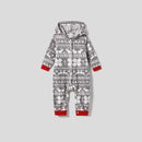 PatPat Christmas Family Matching Letters Embroidered Long-sleeve Hooded Fleece Pajamas Sets
