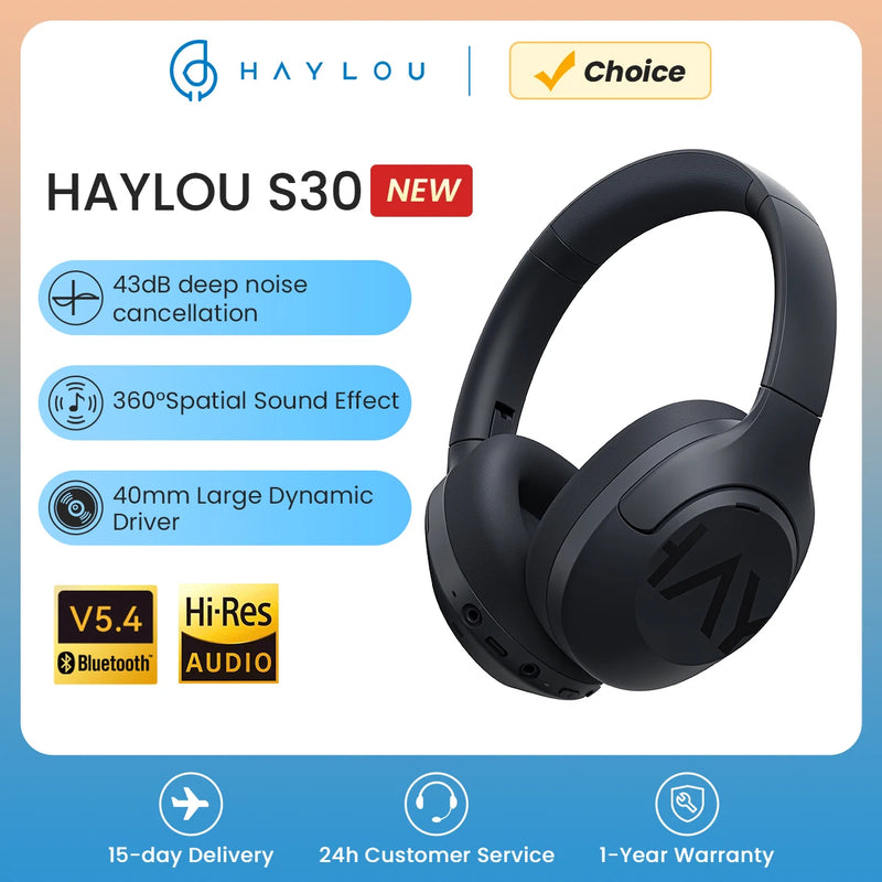 🎧 Haylou S30 Bluetooth 5.4 | Headphone Over-ear com ANC, 80h Bateria, Som HD