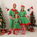 Christmas Family Matching Clothes New Year Christmas Elf Costume Father Mother Kids Clothing Set Boys Tops Pants Hat Belt Outfit