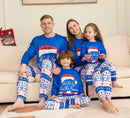 Family Christmas Pajamas Set - Blue Santa Hat & "Merry Christmas" Top, Festive Pants, Matching Xmas Sleepwea