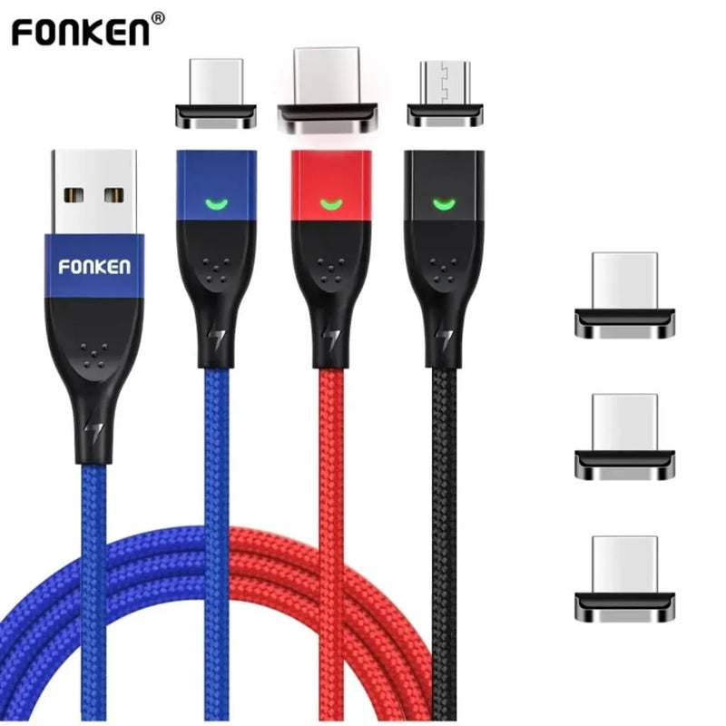 Cabo Magnético FONKEN USB-C - Carregamento Rápido Universal