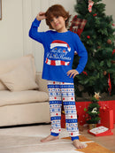 Family Christmas Pajamas Set - Blue Santa Hat & "Merry Christmas" Top, Festive Pants, Matching Xmas Sleepwea