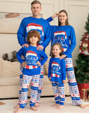 Family Christmas Pajamas Set - Blue Santa Hat & "Merry Christmas" Top, Festive Pants, Matching Xmas Sleepwea