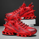 Ténis de Corrida e Ginásio Masculinos Leves - Sapatilhas de Treino Respiráveis com Sola TPU Almofadada, Ténis com Atacadores para Ginásio, Jogging e Uso Casual - Sapatos Casuais Outono/Inverno em Azul Vibrante, Design Padrão Dinâmico, Absorção de Choque