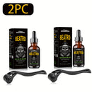 Kit Óleo para Barba e Couro Cabeludo com Roller Massageador - 60ml Fórmula Iluminadora Sem Álcool | Presente Perfeito Natal Dia do Pai