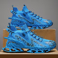 Ténis de Corrida e Ginásio Masculinos Leves - Sapatilhas de Treino Respiráveis com Sola TPU Almofadada, Ténis com Atacadores para Ginásio, Jogging e Uso Casual - Sapatos Casuais Outono/Inverno em Azul Vibrante, Design Padrão Dinâmico, Absorção de Choque