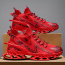 Ténis de Corrida e Ginásio Masculinos Leves - Sapatilhas de Treino Respiráveis com Sola TPU Almofadada, Ténis com Atacadores para Ginásio, Jogging e Uso Casual - Sapatos Casuais Outono/Inverno em Azul Vibrante, Design Padrão Dinâmico, Absorção de Choque