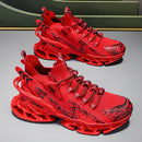 Ténis de Corrida e Ginásio Masculinos Leves - Sapatilhas de Treino Respiráveis com Sola TPU Almofadada, Ténis com Atacadores para Ginásio, Jogging e Uso Casual - Sapatos Casuais Outono/Inverno em Azul Vibrante, Design Padrão Dinâmico, Absorção de Choque