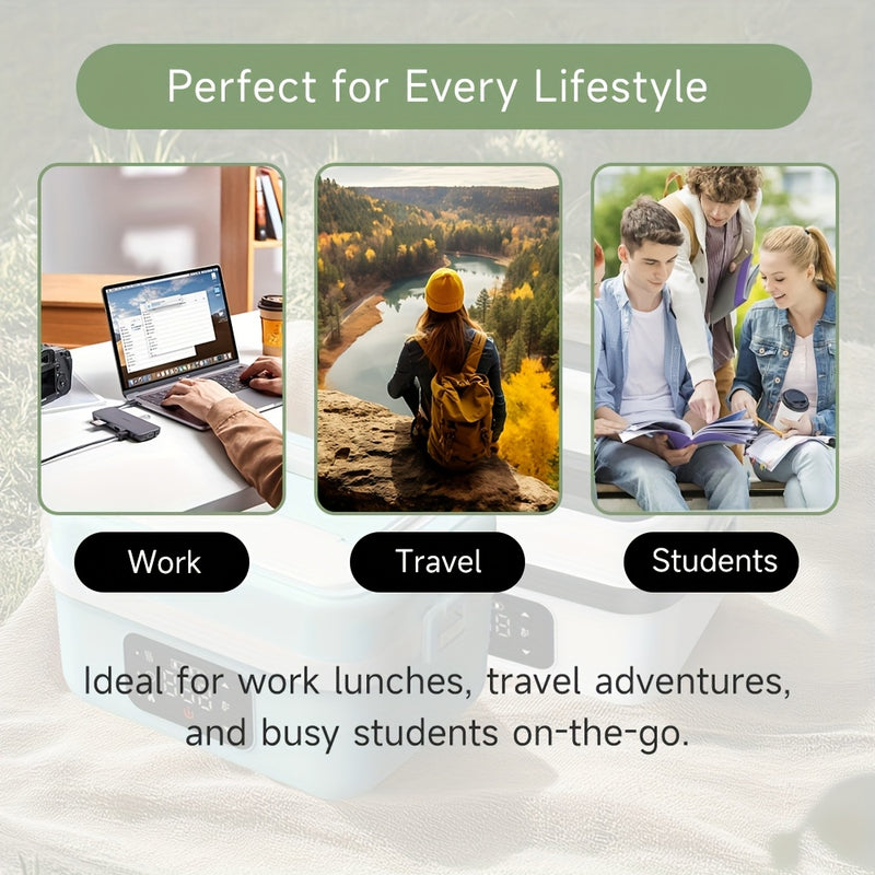 Lancheira Inteligente com Ecrã Digital - Aquece Refeições USB 1000ml Aço Inoxidável