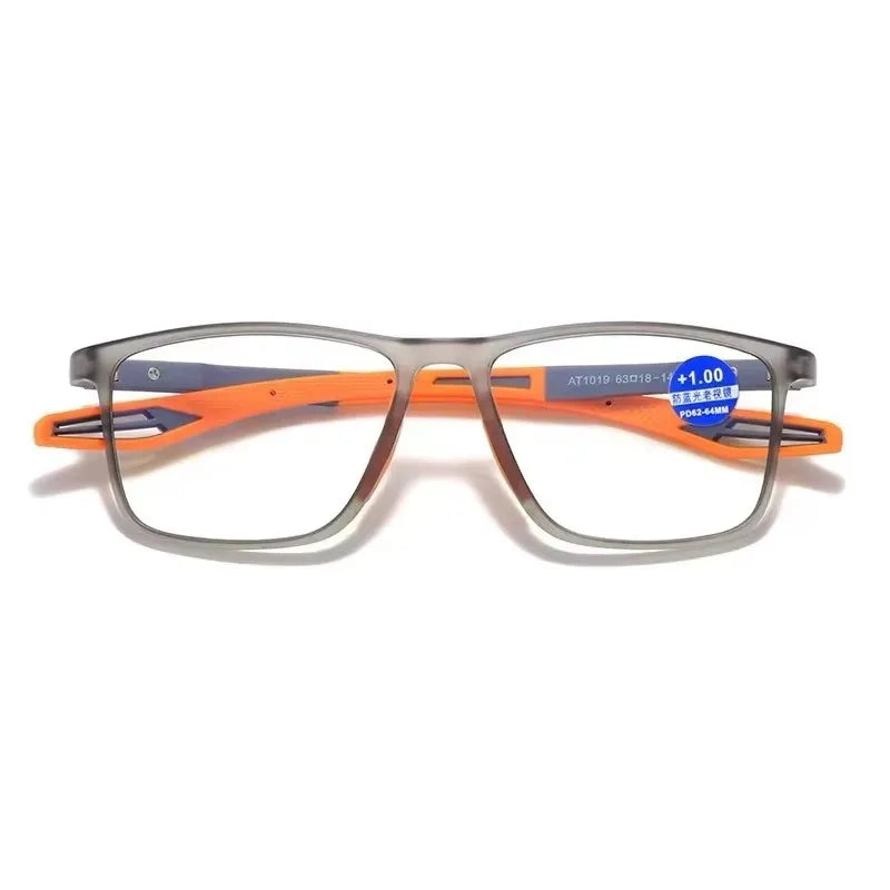 Óculos Desporto TR90 Silicone Ultra Leves - Anti-Luz Azul Leitura Quadrados Unissexo