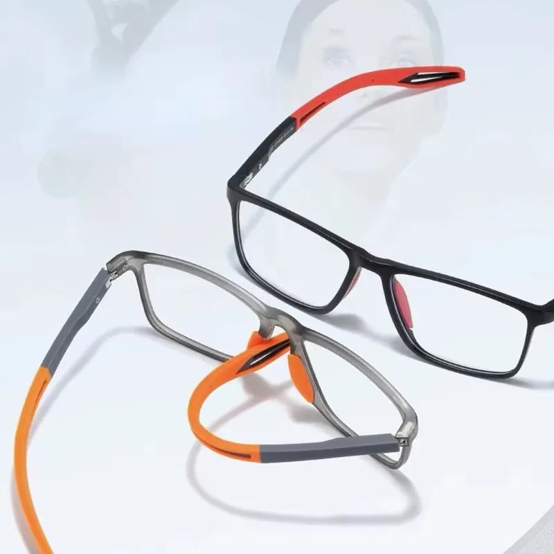 Óculos Desporto TR90 Silicone Ultra Leves - Anti-Luz Azul Leitura Quadrados Unissexo
