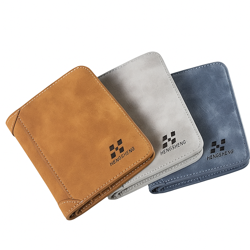 Carteira Masculina Couro Hipster - Compartimento Moedas Dobrável Luxo