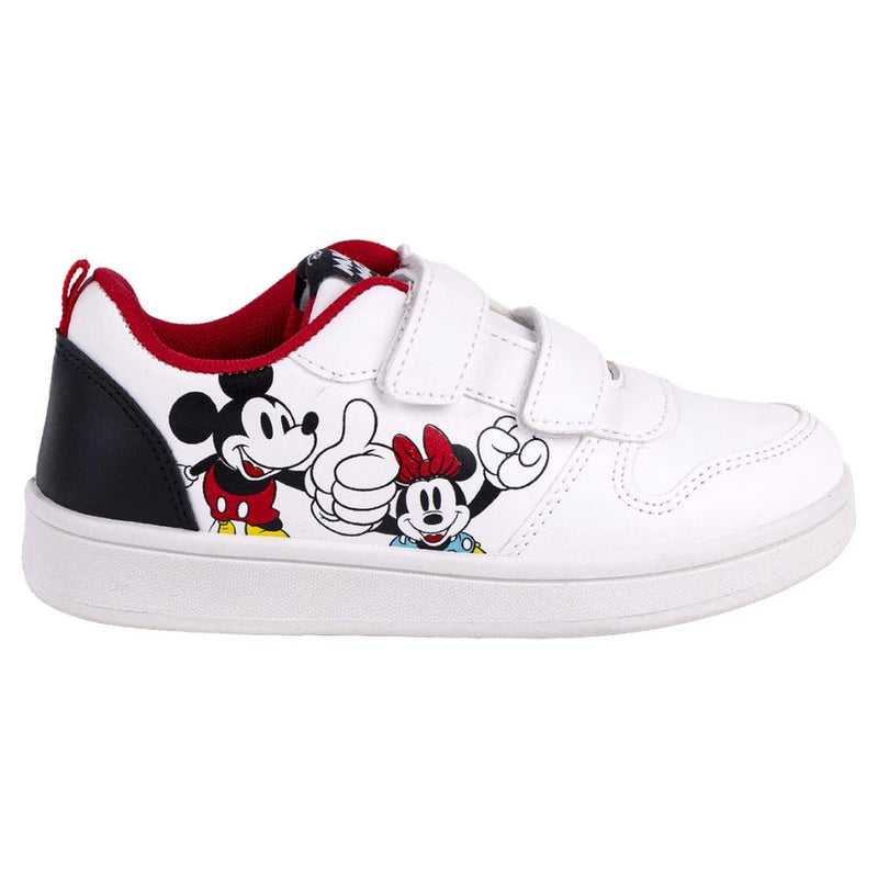 Ténis Mickey e Minnie Mouse Brancos Criança - Fecho Velcro