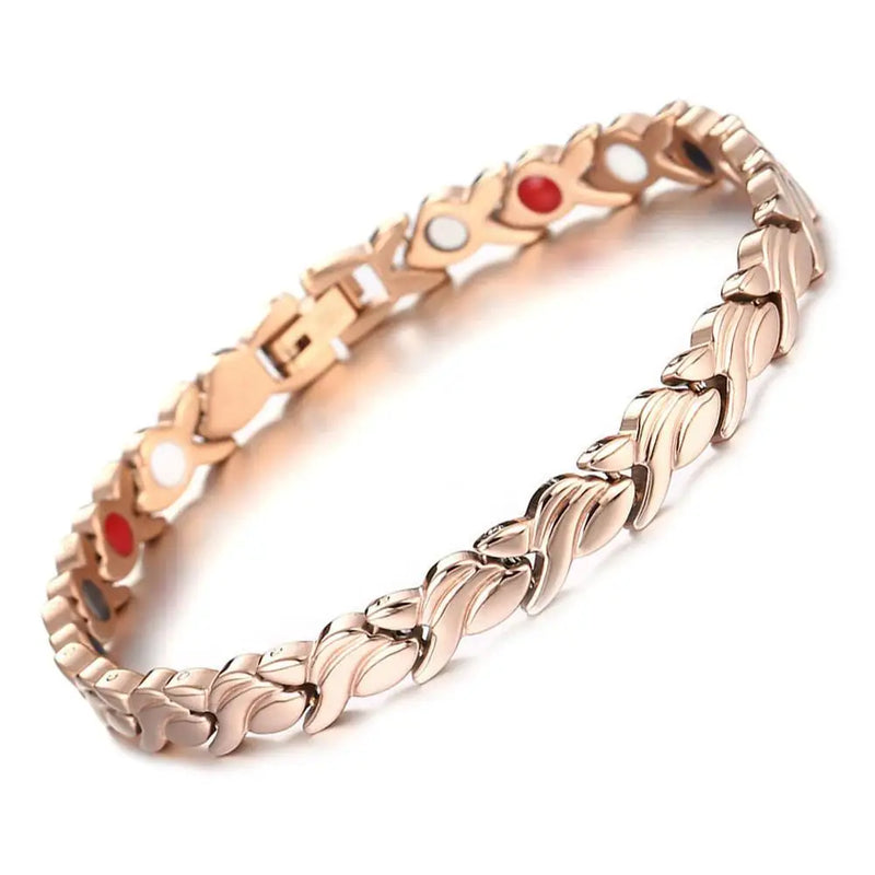 Pulseira Magnética Terapêutica - Aço Inoxidável Design Trigo