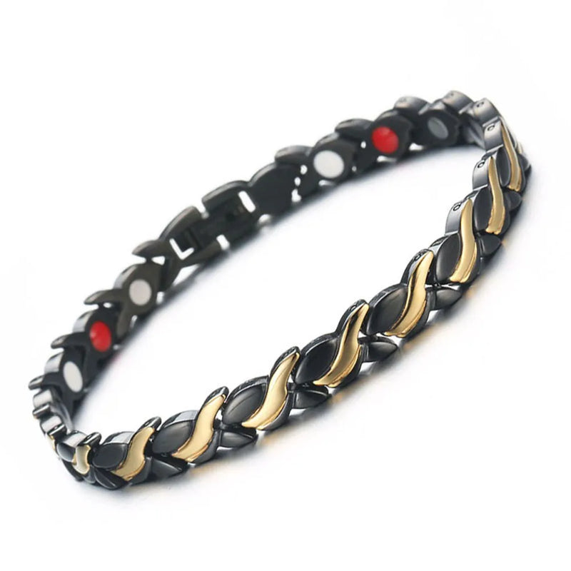 Pulseira Magnética Terapêutica - Aço Inoxidável Design Trigo