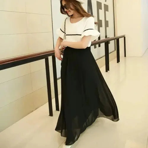 Saia Vermelha Chiffon Tamanho Grande - Cintura Alta Linha A Emagrecedora