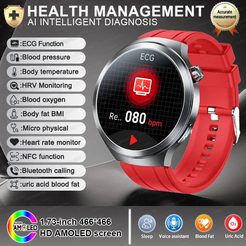 Smartwatch XIAOMI 2025 Monitor Saúde - Ácido Úrico Pressão Arterial ECG+PPG Análise Corporal