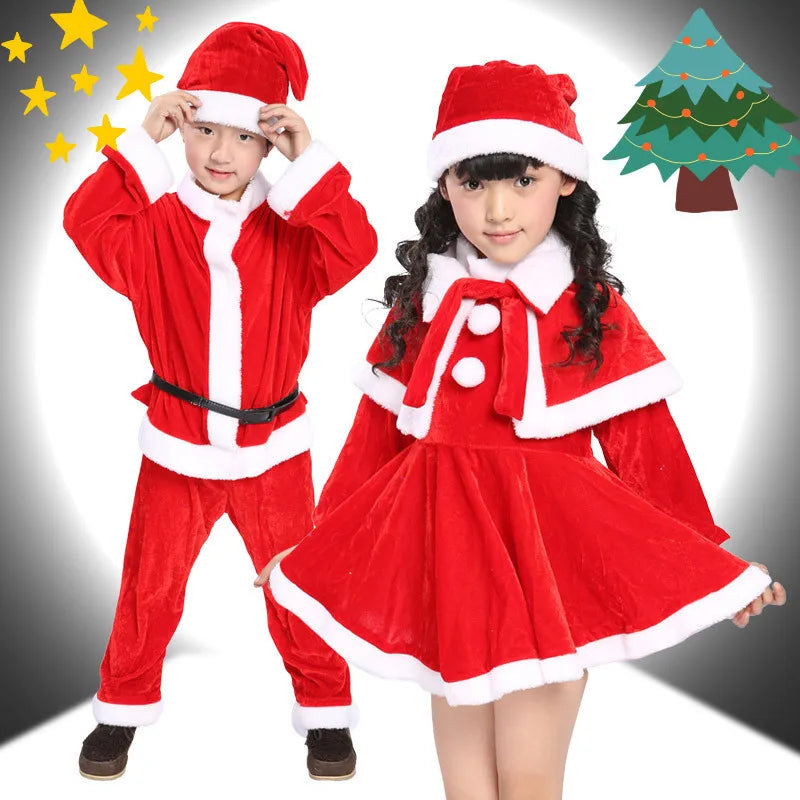 Fato Pai Natal 2024-2025 Criança - Traje Festa Natal Menino Menina São Nicolau
