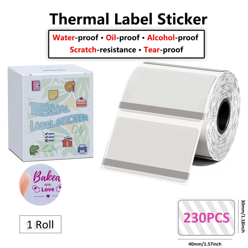 Etiquetas Térmicas Transparentes Phomemo M110 - 40x30mm Coloridas para Impressora M110/M220/M221/M120/M200