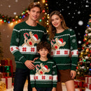 Camisola Natal Família 2025 - Rena Flocos Neve Pullover Malha Quente