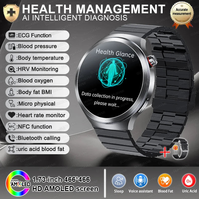 Smartwatch XIAOMI 2025 Monitor Saúde - Ácido Úrico Pressão Arterial ECG+PPG Análise Corporal