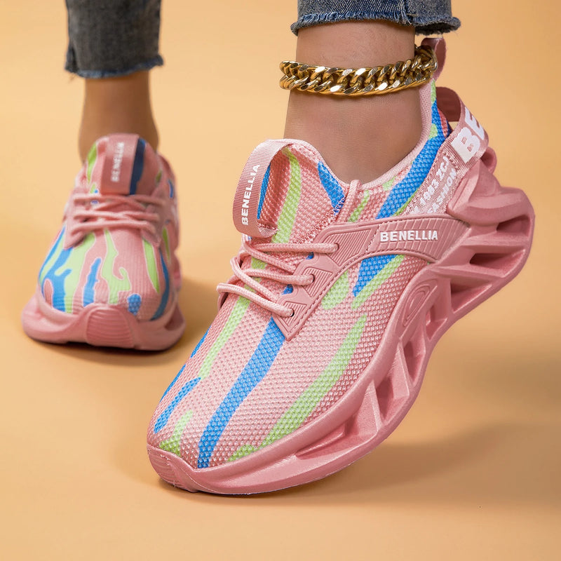 Ténis Femininos Running Verão Mesh Respirável - Leves Amortecimento Corrida Desporto