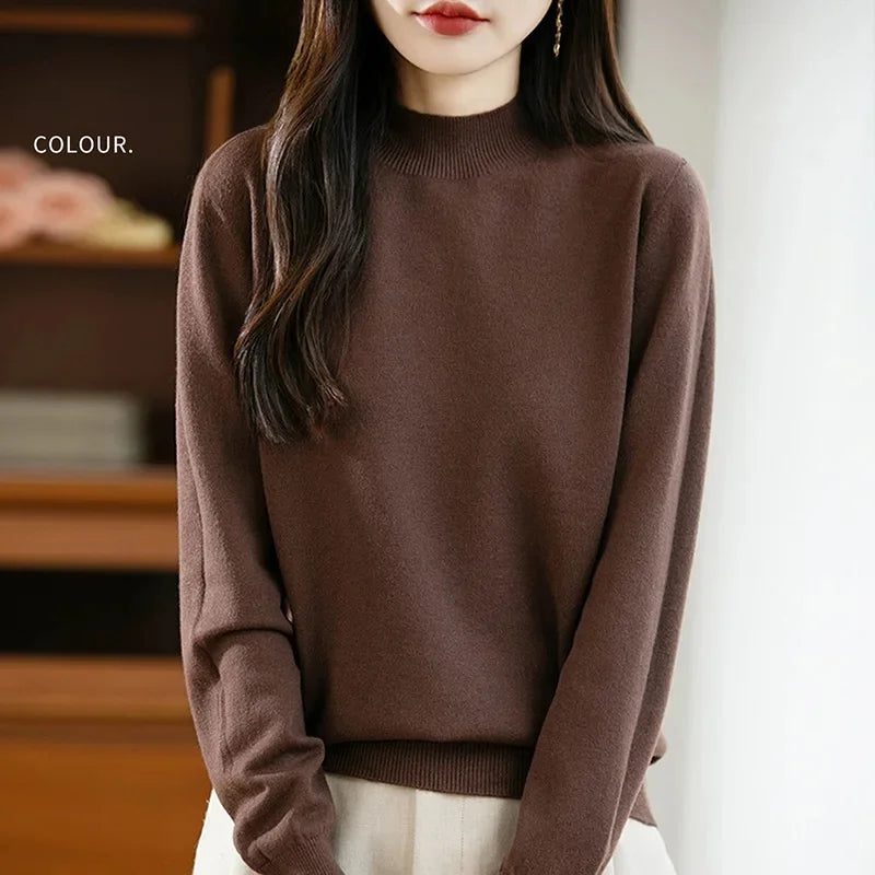 Camisola Malha Feminina Outono Inverno - Gola Redonda Casual Fashion