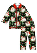 High Quality Christmas Pajama Set Long Sleeve  Santa Claus Bow Print Girls Boys Set Children's Clothes