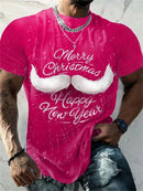 T-Shirt Natal Homem 3D Kawaii - Pai Natal DJ Colorida Harajuku Casual