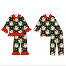 High Quality Christmas Pajama Set Long Sleeve  Santa Claus Bow Print Girls Boys Set Children's Clothes