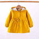 Casaco Menina Primavera Outono - Capuz Manga Comprida Flores Laço
