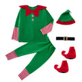 Christmas Family Matching Clothes New Year Christmas Elf Costume Father Mother Kids Clothing Set Boys Tops Pants Hat Belt Outfit
