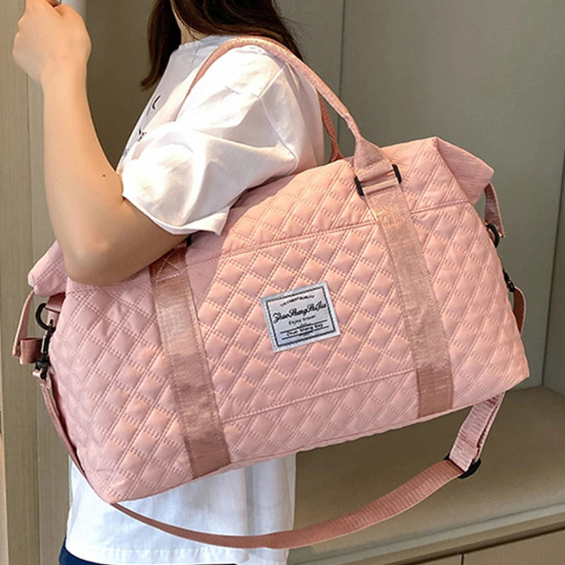 Saco de Viagem Dobrável Acolchoado - Bolsa Ginásio Yoga Separação Seco/Molhado