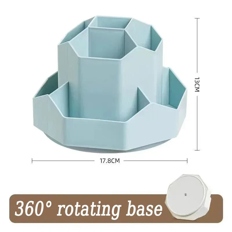 Organizador de Secretária Rotativo 360° - 9 Compartimentos para Material Escolar e Escritório