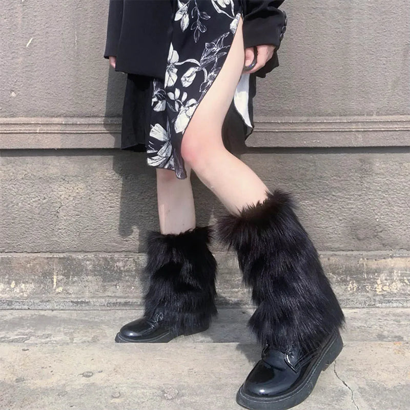 Aquecedores Pernas Pelo Sintético - Leggings Outono Botas Lolita Punk