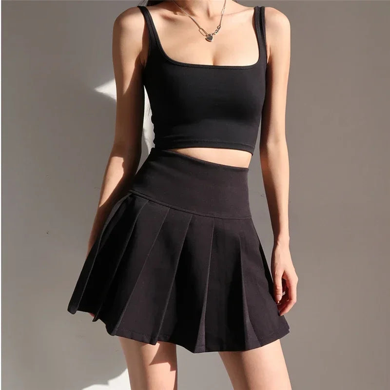 Saia Mini Plissada Estilo Japonês - Cintura Alta Kawaii Uniforme Harajuku