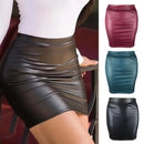 Saia Mini Pele Sintética Cintura Alta - Ajustada Bodycon Sexy Streetwear