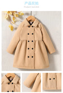 Casaco Fleece Menina Elegante Manga Comprida - Inverno Botões Parkas 2-7 Anos