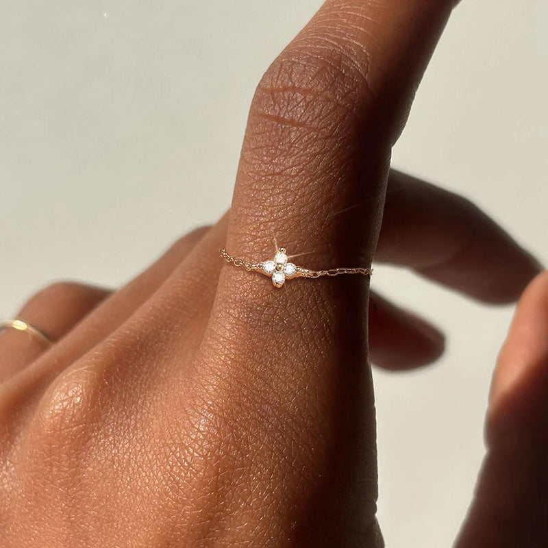 Anéis ROXI Prata 925 Sterling - Zircão Estrela Octogonal Ajustável para Mulheres