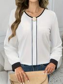 Camisa Feminina Elegante Manga Comprida - Blusa Casual Solta