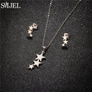 Conjunto Joias Aço Inoxidável - Colares Brincos Flores Bohemia para Homens e Mulheres