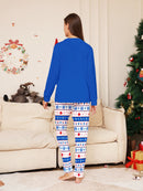Family Christmas Pajamas Set - Blue Santa Hat & "Merry Christmas" Top, Festive Pants, Matching Xmas Sleepwea