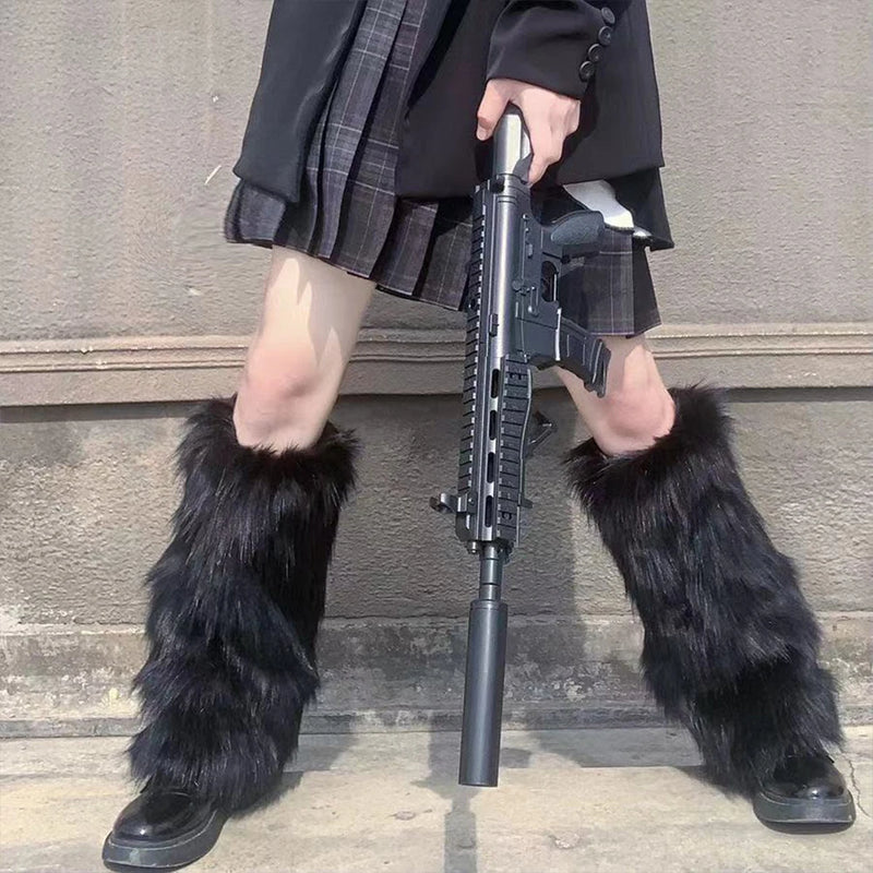 Aquecedores Pernas Pelo Sintético - Leggings Outono Botas Lolita Punk