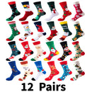 Meias Natal Unissexo Pack 3/6/8/12 Pares - Pai Natal Flocos Neve Presente