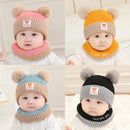 1Set Baby Hat Scarf Set Bear Warm Knitted Children Winter Hat Cap Bonnet Infant Toddler Kids Hat Boys Girls Crochet Beanie
