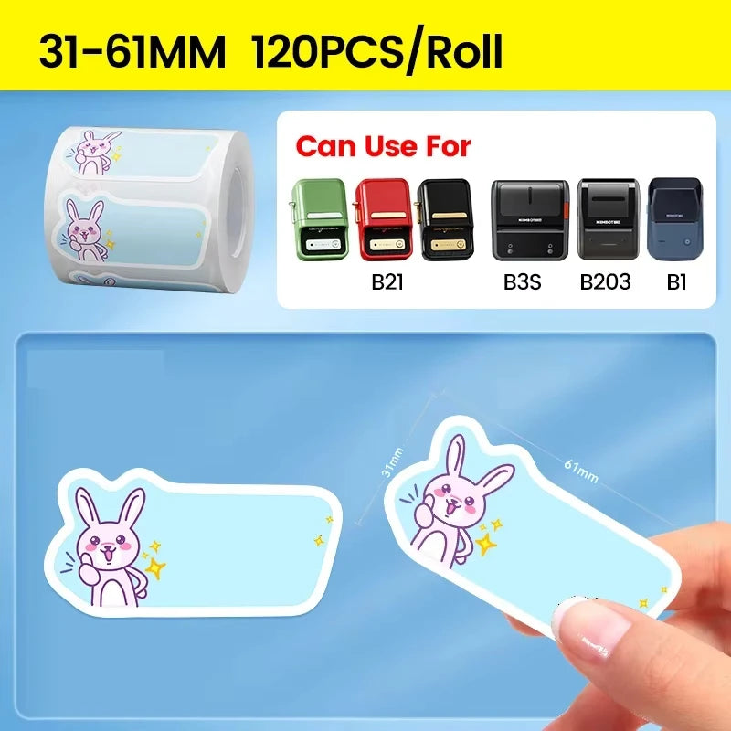 Rolo de Etiquetas Térmicas Adesivas Niimbot 2 Polegadas - Papel Colorido Impermeável para Impressora B1 B21