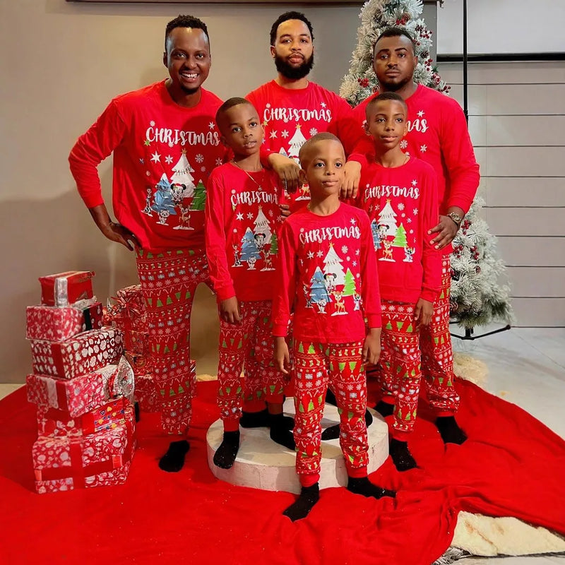 Pijama Algodão Natal Família - Conjunto Manga Comprida Mãe Pai Criança Xmas