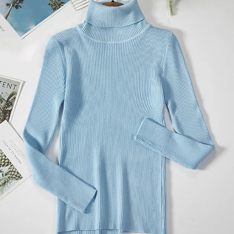 Camisola Cashmere Gola Alta Feminina - Manga Comprida Quente Inverno
